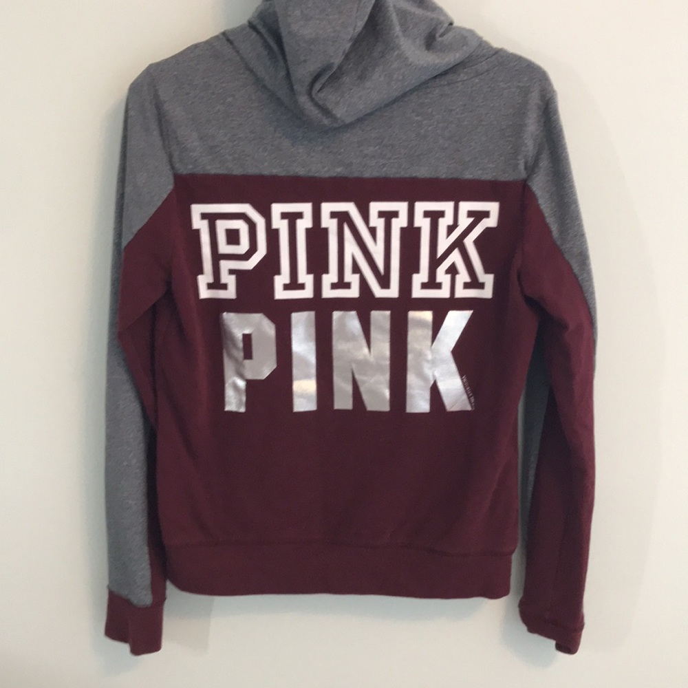 VS PINK LOGO ZIP UP HOODIE
